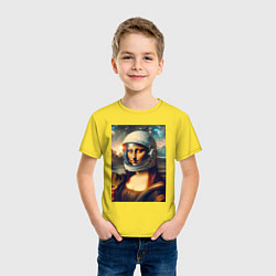 Футболка хлопковая детская Mona Lisa astronaut - neural network, цвет: желтый — фото 2
