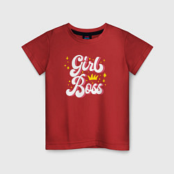 Футболка хлопковая детская Girl boss crown, цвет: красный