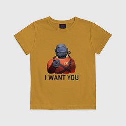 Футболка хлопковая детская Lethal Company: I want you, цвет: горчичный