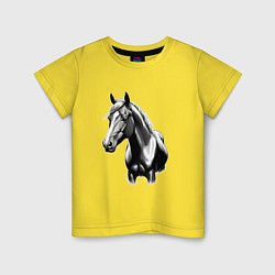 Футболка хлопковая детская Портрет лошади, цвет: желтый