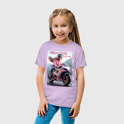 Футболка хлопковая детская Barbie racing - ai art, цвет: лаванда — фото 2