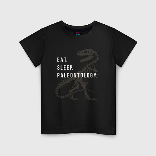 Детская футболка Eat - sleep - paleontology / Черный – фото 1