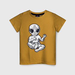 Футболка хлопковая детская Baby alien, цвет: горчичный