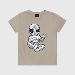 Футболка хлопковая детская Baby alien, цвет: миндальный