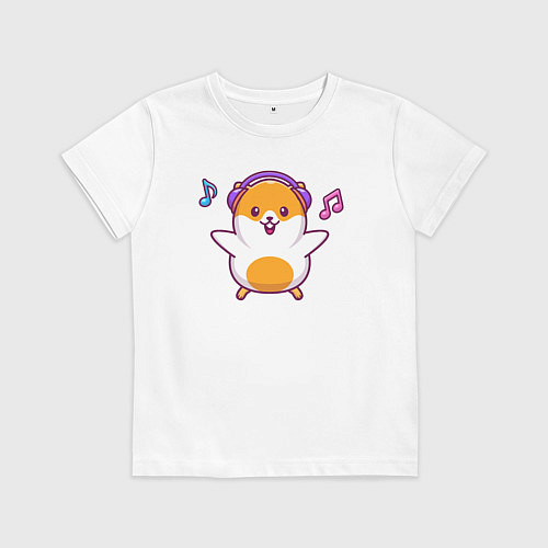 Детская футболка Музыкальный хомяк / Белый – фото 1