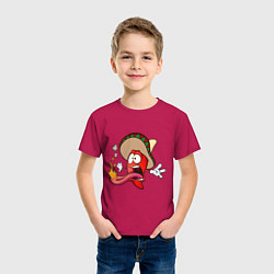 Футболка хлопковая детская Горячий мексиканский перец, цвет: маджента — фото 2