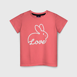 Футболка хлопковая детская Love bunny, цвет: коралловый