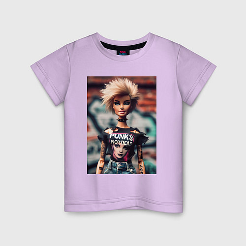 Детская футболка Punks not dead - Barbie ai art / Лаванда – фото 1