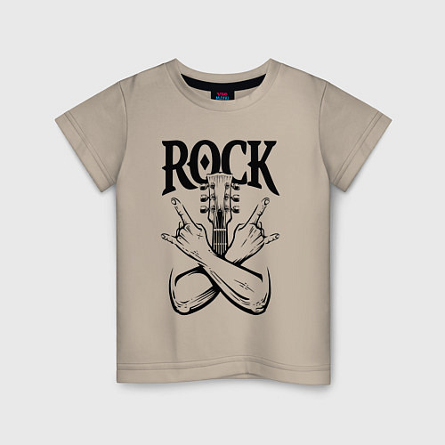 Детская футболка Рок - гитара / Миндальный – фото 1