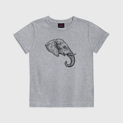 Футболка хлопковая детская Голова слона в профиль, цвет: меланж