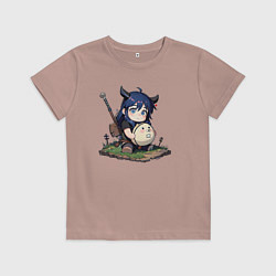 Футболка хлопковая детская Бруня и мячик, цвет: пыльно-розовый