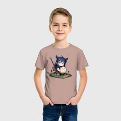 Футболка хлопковая детская Бруня и мячик, цвет: пыльно-розовый — фото 2