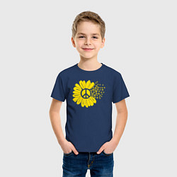 Футболка хлопковая детская Цветок мира, цвет: тёмно-синий — фото 2