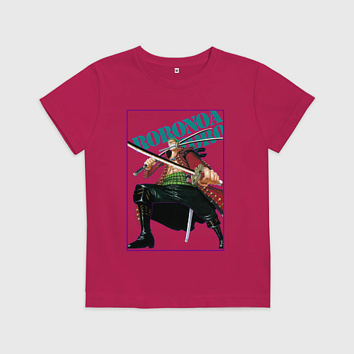 Детская футболка Ророноа Зоро из аниме One Piece / Маджента – фото 1