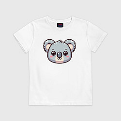 Футболка хлопковая детская Мордочка коалы, цвет: белый