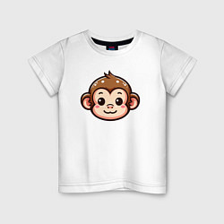 Футболка хлопковая детская Мордочка обезьяны, цвет: белый