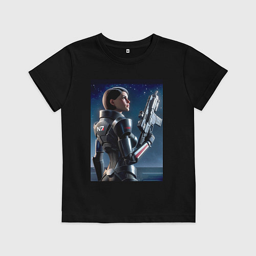 Детская футболка Mass effect - character ai art / Черный – фото 1