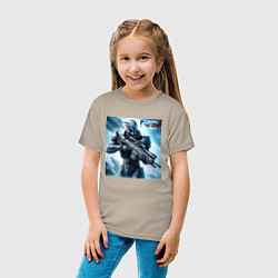 Футболка хлопковая детская Mass Effect - N7 ai art, цвет: миндальный — фото 2