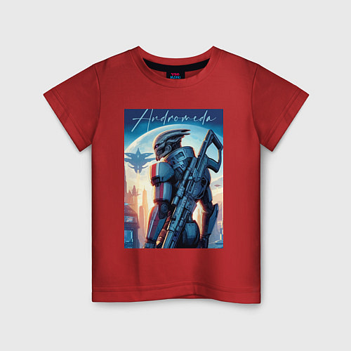Детская футболка Mass Effect - alien andromeda ai art / Красный – фото 1