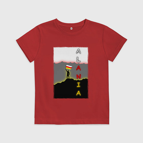 Детская футболка Алания человек с флагом / Красный – фото 1