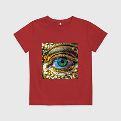 Детская футболка Золотой глаз металлический в стиле стимпанк зелено