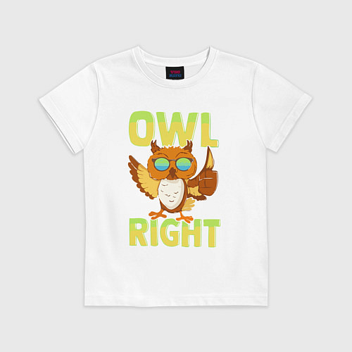 Детская футболка Owl right - каламбур отлично / Белый – фото 1