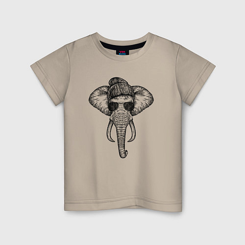 Детская футболка Слон хипстер / Миндальный – фото 1