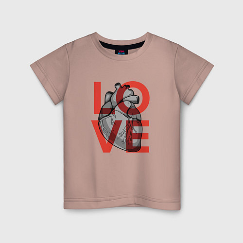 Детская футболка Love с сердцем / Пыльно-розовый – фото 1