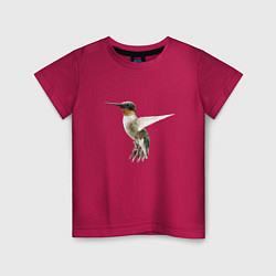 Футболка хлопковая детская Рубиновогорлый колибри, цвет: маджента