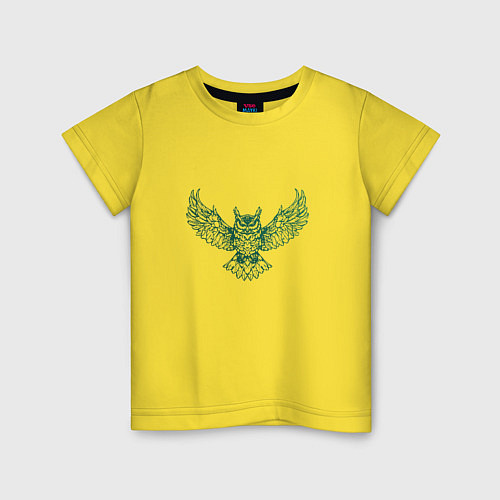 Детская футболка Векторная сова / Желтый – фото 1