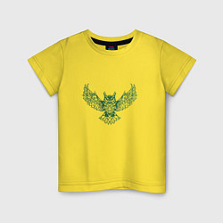Футболка хлопковая детская Векторная сова, цвет: желтый