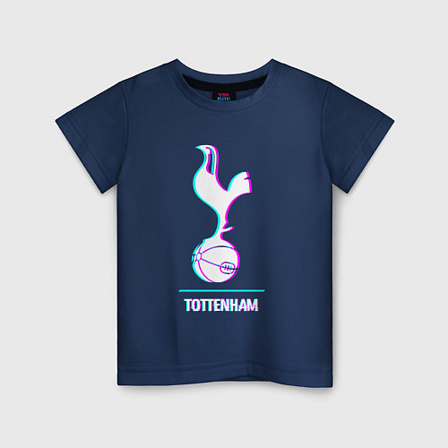 Детская футболка Tottenham FC в стиле glitch / Тёмно-синий – фото 1