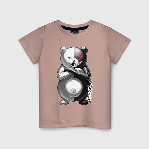 Детская футболка Монокума - Danganronpa / Пыльно-розовый – фото 1