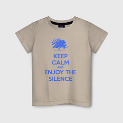 Футболка хлопковая детская Keep calm and enjoy the silence, цвет: миндальный