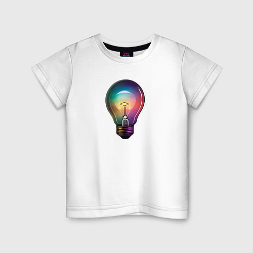 Детская футболка Радужная электрическая лампочка / Белый – фото 1