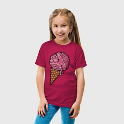Футболка хлопковая детская Brain ice cream, цвет: маджента — фото 2