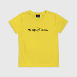 Футболка хлопковая детская My life my rules, цвет: желтый