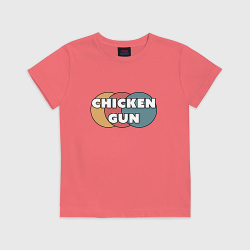 Детская футболка Chicken gun круги / Коралловый – фото 1