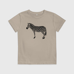 Футболка хлопковая детская Зебра черные полоски, цвет: миндальный