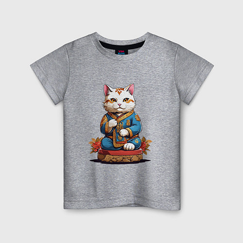 Детская футболка Кот удачи манеки неко / Меланж – фото 1