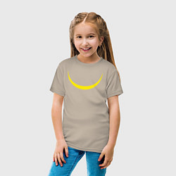 Футболка хлопковая детская Желтый полумесяц улыбкой, цвет: миндальный — фото 2