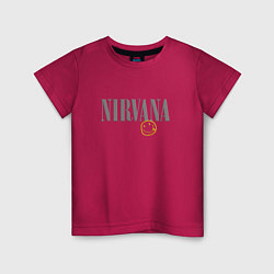 Футболка хлопковая детская Nirvana logo smile, цвет: маджента