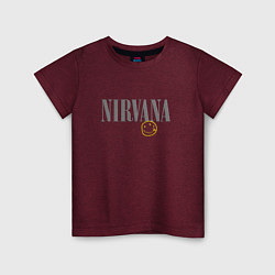 Футболка хлопковая детская Nirvana logo smile, цвет: меланж-бордовый