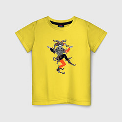 Футболка хлопковая детская Иллюстрация джокера с карт, цвет: желтый