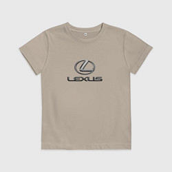Футболка хлопковая детская Lexus авто бренд лого, цвет: миндальный