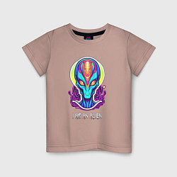 Футболка хлопковая детская I am an alien, цвет: пыльно-розовый