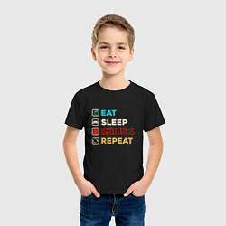 Футболка хлопковая детская Eat sleep roblox repeat art, цвет: черный — фото 2