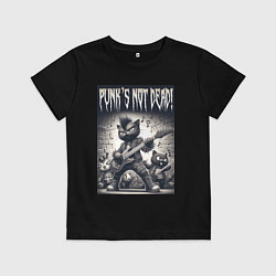 Футболка хлопковая детская Black kitten - punks not dead, цвет: черный