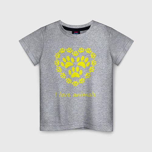Детская футболка Сердце любовь лапы / Меланж – фото 1