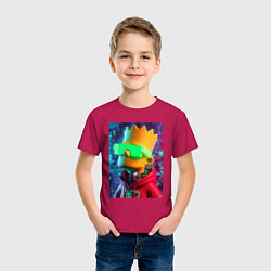 Футболка хлопковая детская Чувак Барт Симпсон - нейросеть, цвет: маджента — фото 2